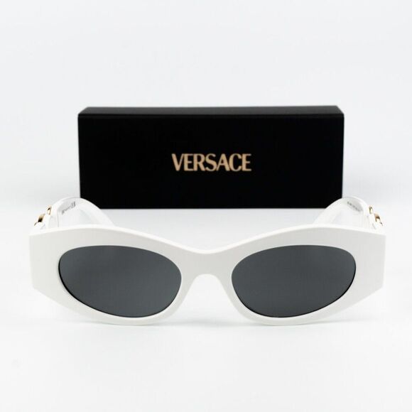 NEW Versace VE4480U 314/87 White Dark Grey Oval Unisex Sunglasses main image 8